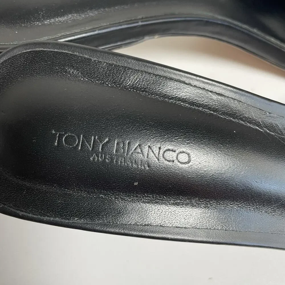 Tony Bianco Black Square Toe Mule Heels